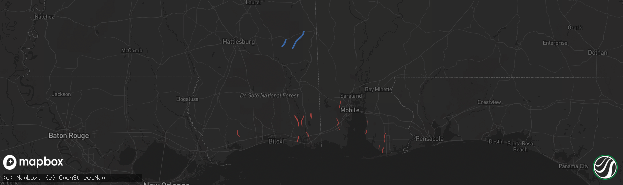 Hail map in Gautier, MS on October 29, 2022