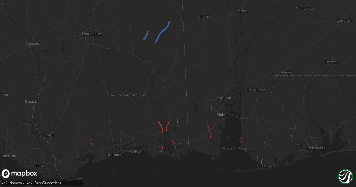 Hail map in Pass Christian, MS on October 29, 2022