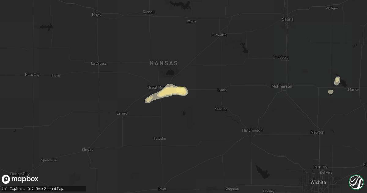 Hail map in Ellinwood, KS on October 29, 2026