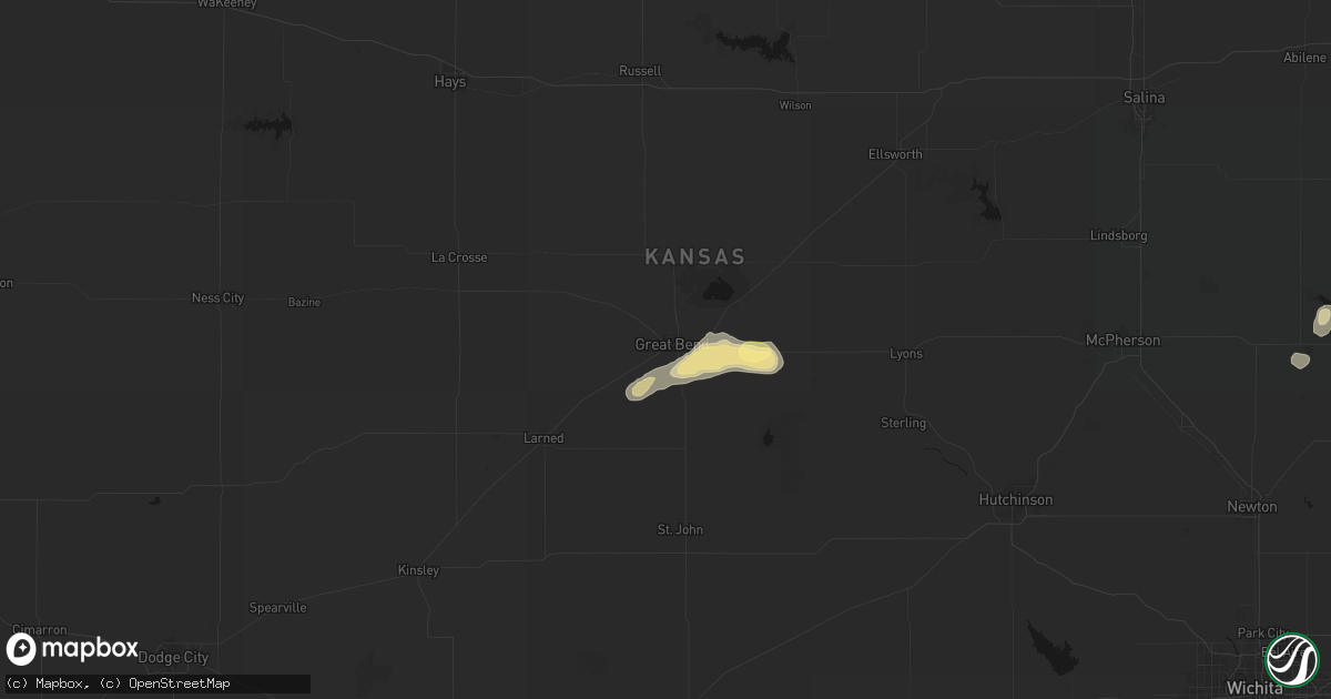 Hail map in Great Bend, KS on October 29, 2026