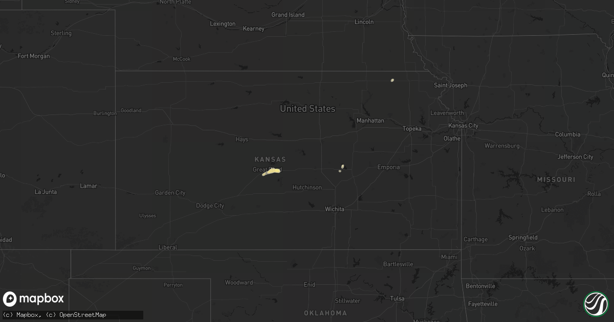 Hail map in Kansas on October 29, 2026