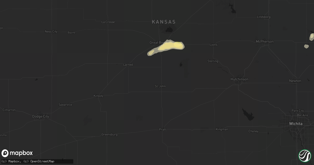 Hail map in St John, KS on October 29, 2026