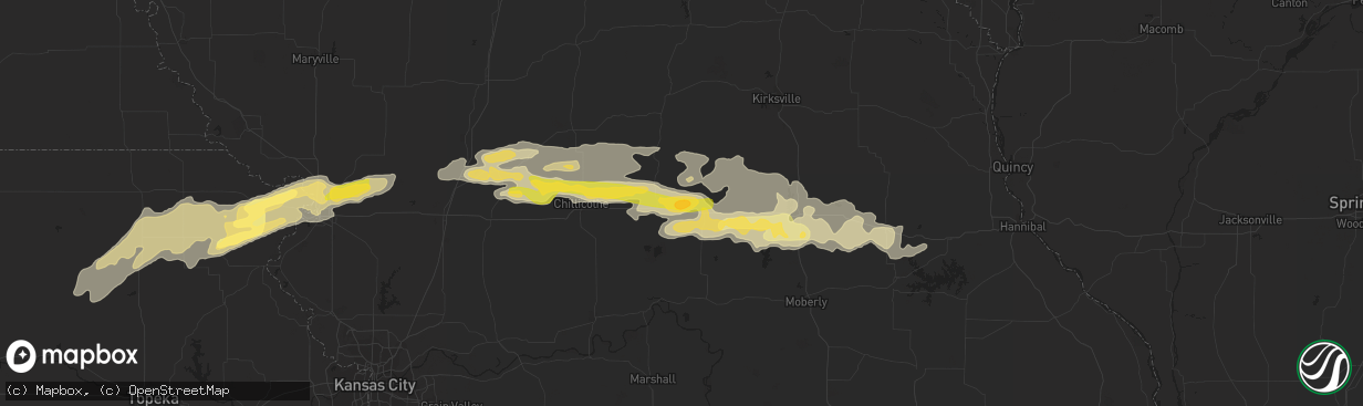 Hail map in Brookfield, MO on October 30, 2013