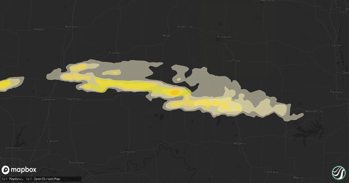 Hail map in Brookfield, MO on October 30, 2013