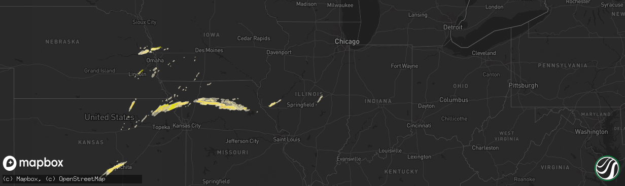 Hail map in Illinois on October 30, 2013