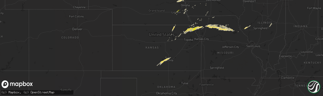 Hail map in Kansas on October 30, 2013