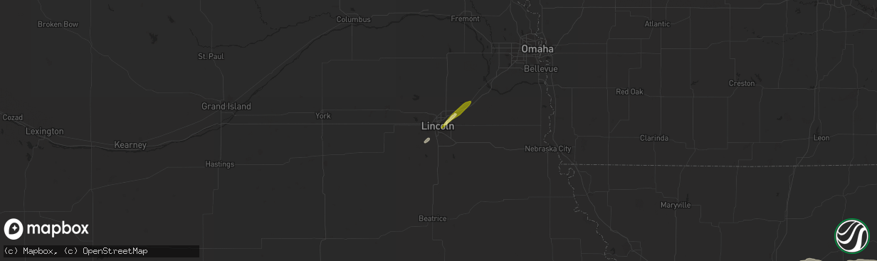 Hail map in Lincoln, NE on October 30, 2013