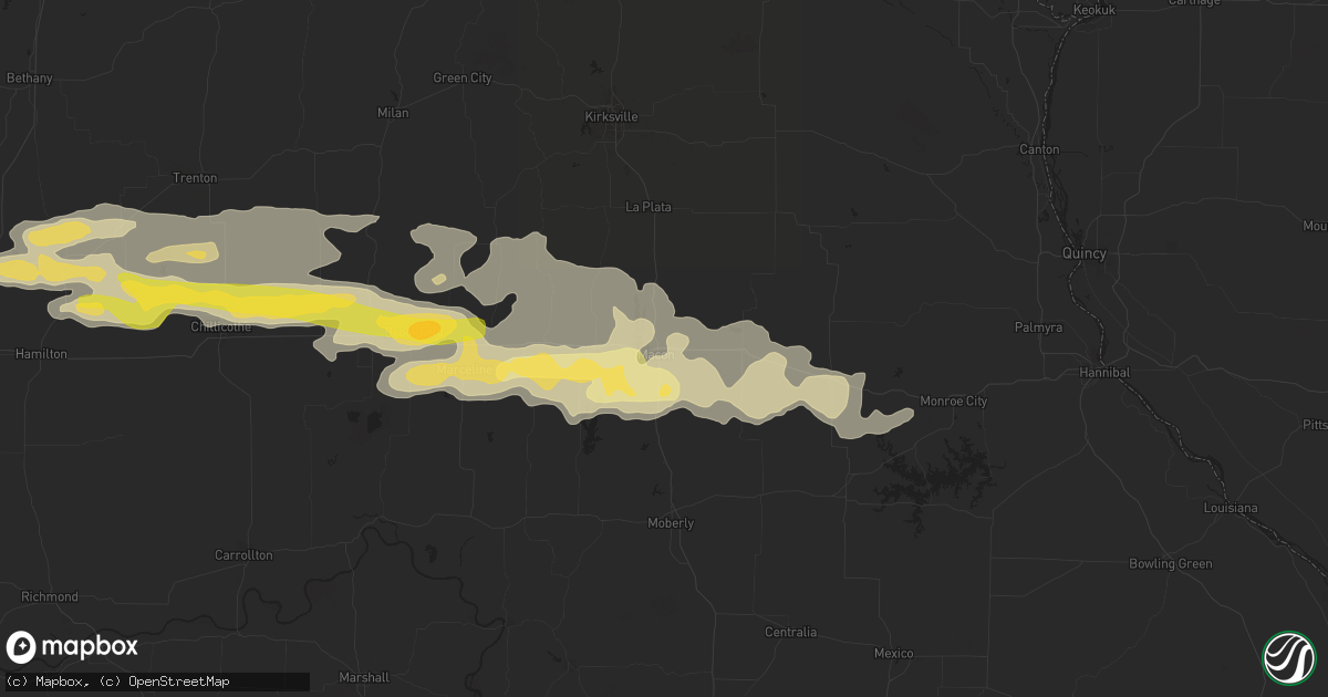 Hail map in Macon, MO on October 30, 2013
