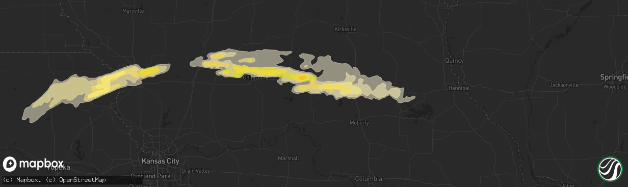 Hail map in Marceline, MO on October 30, 2013