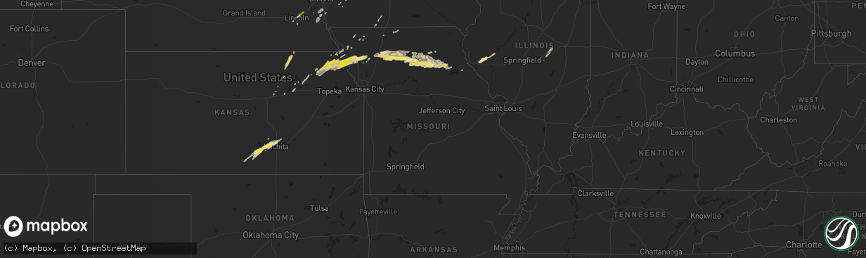 Hail map in Missouri on October 30, 2013