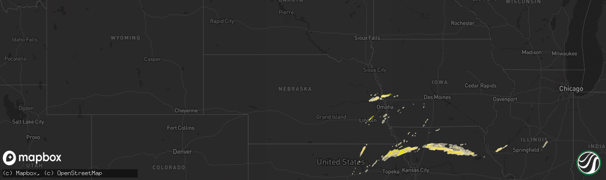 Hail map in Nebraska on October 30, 2013