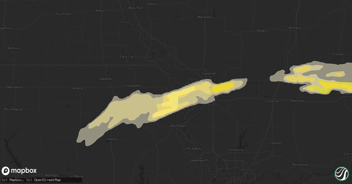 Hail map in Troy, KS on October 30, 2013