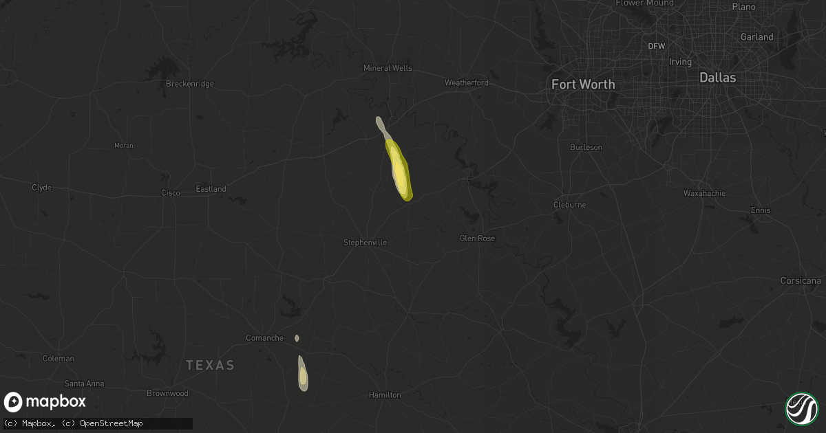 Hail map in Bluff Dale, TX on October 30, 2014