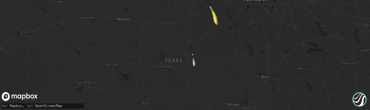 Hail map in Comanche, TX on October 30, 2014