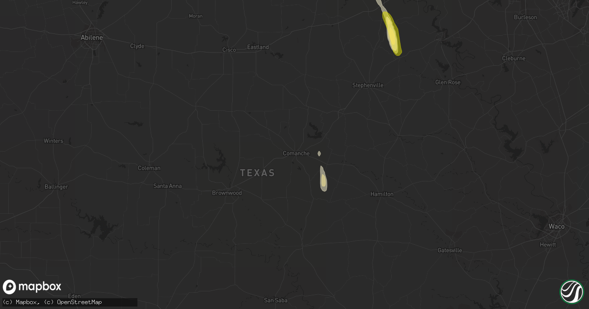 Hail map in Comanche, TX on October 30, 2014