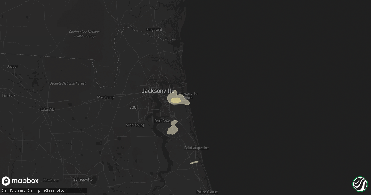 Hail map in Jacksonville Beach, FL on October 30, 2014
