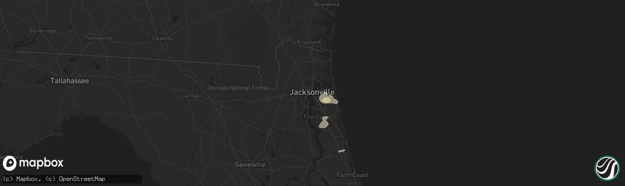 Hail map in Jacksonville, FL on October 30, 2014