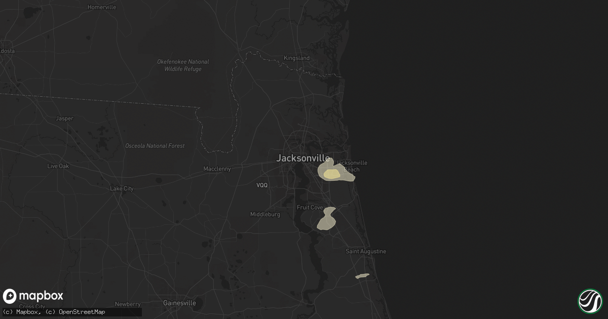 Hail map in Jacksonville, FL on October 30, 2014