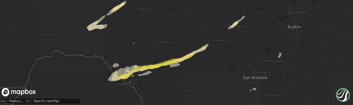 Hail map in Barksdale, TX on October 30, 2015