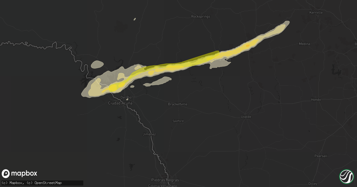 Hail map in Brackettville, TX on October 30, 2015