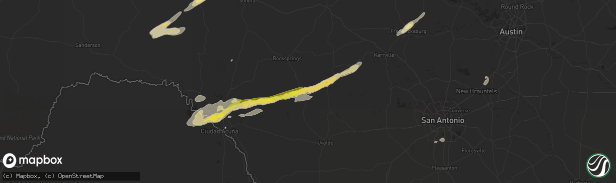 Hail map in Camp Wood, TX on October 30, 2015
