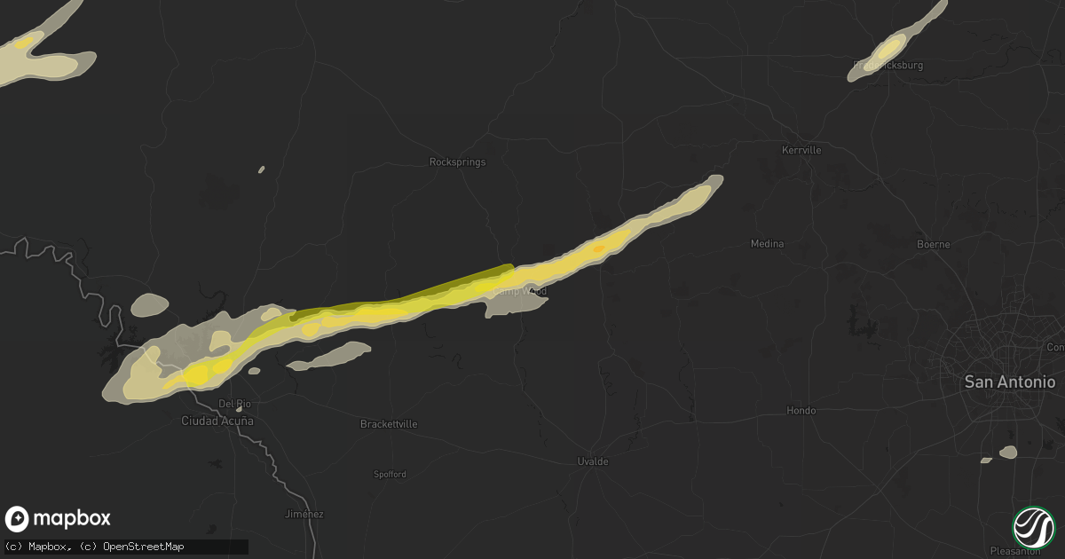 Hail map in Camp Wood, TX on October 30, 2015