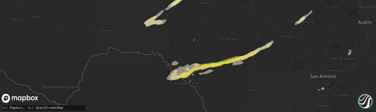 Hail map in Del Rio, TX on October 30, 2015