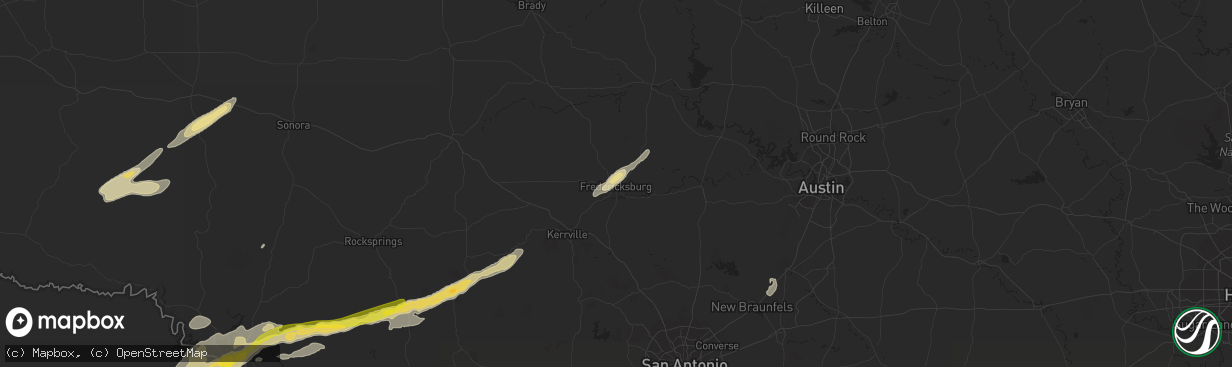 Hail map in Fredericksburg, TX on October 30, 2015