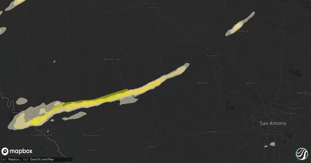 Hail map in Leakey, TX on October 30, 2015