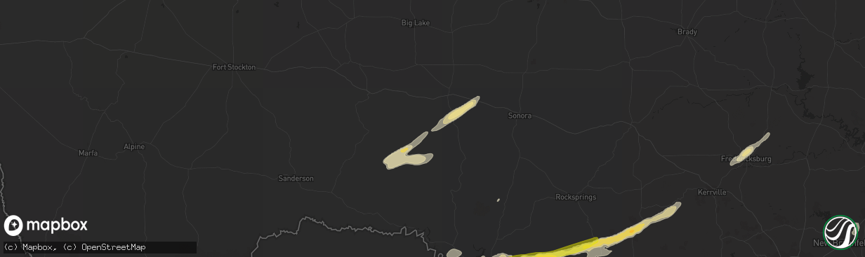 Hail map in Ozona, TX on October 30, 2015
