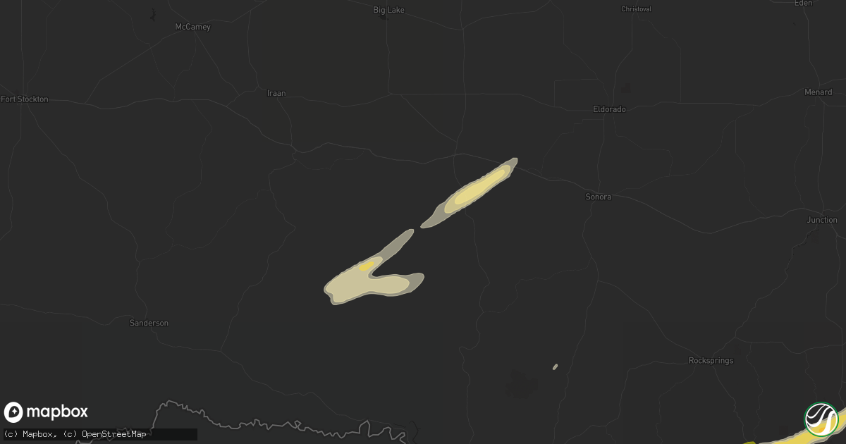 Hail map in Ozona, TX on October 30, 2015