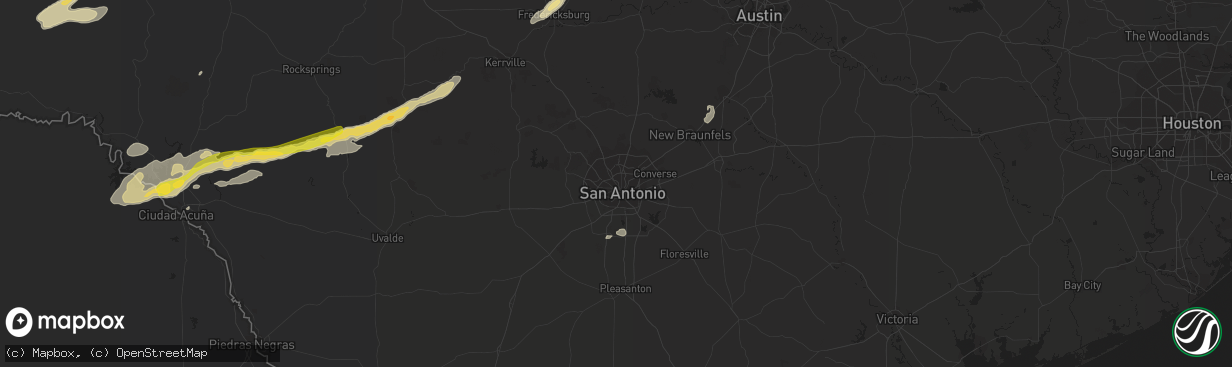 Hail map in San Antonio, TX on October 30, 2015