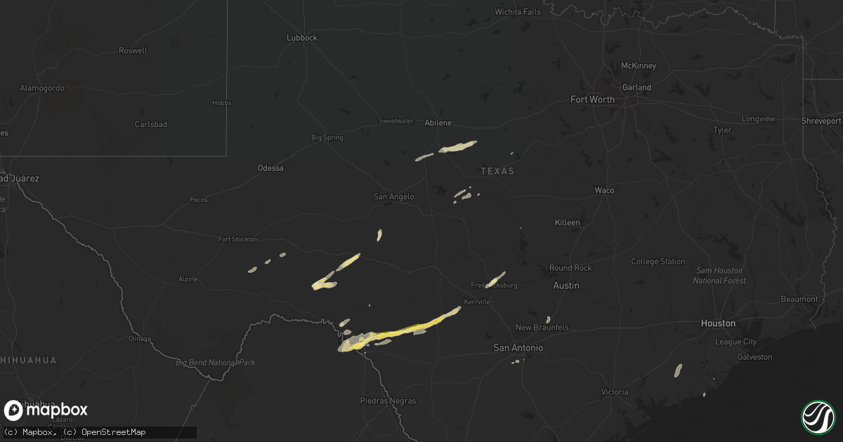 Hail map in Texas on October 30, 2015