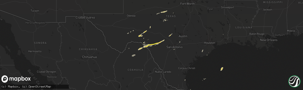Hail map on October 30, 2015