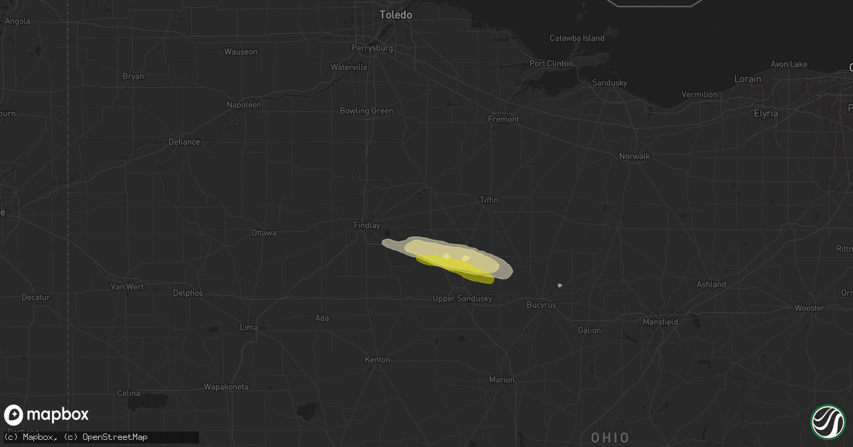 Hail map in Alvada, OH on October 30, 2016
