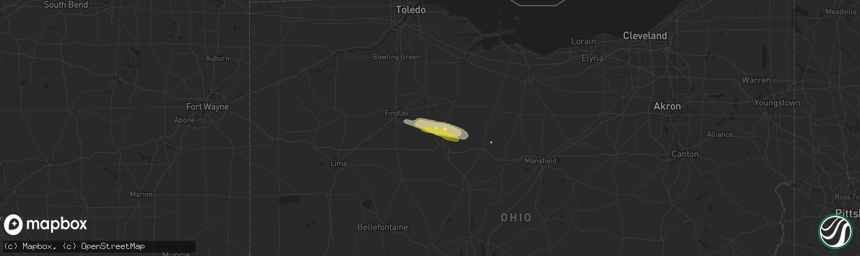 Hail map in Carey, OH on October 30, 2016