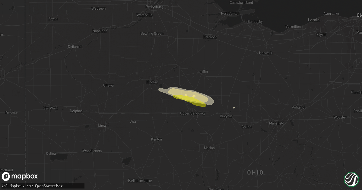 Hail map in Carey, OH on October 30, 2016