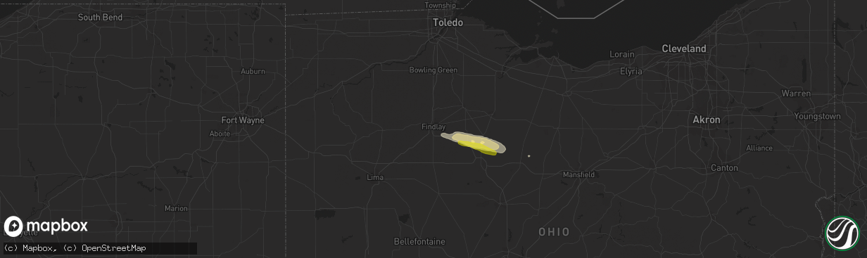 Hail map in Findlay, OH on October 30, 2016