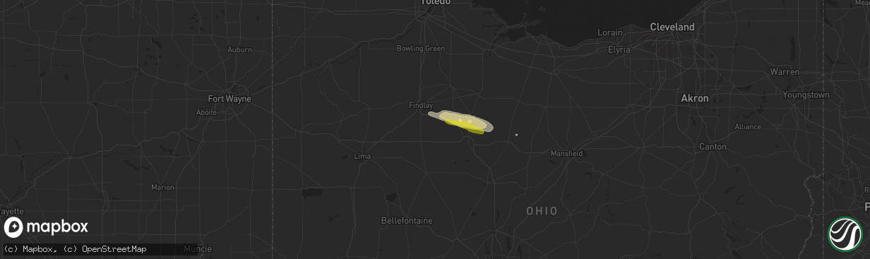 Hail map in Mount Blanchard, OH on October 30, 2016