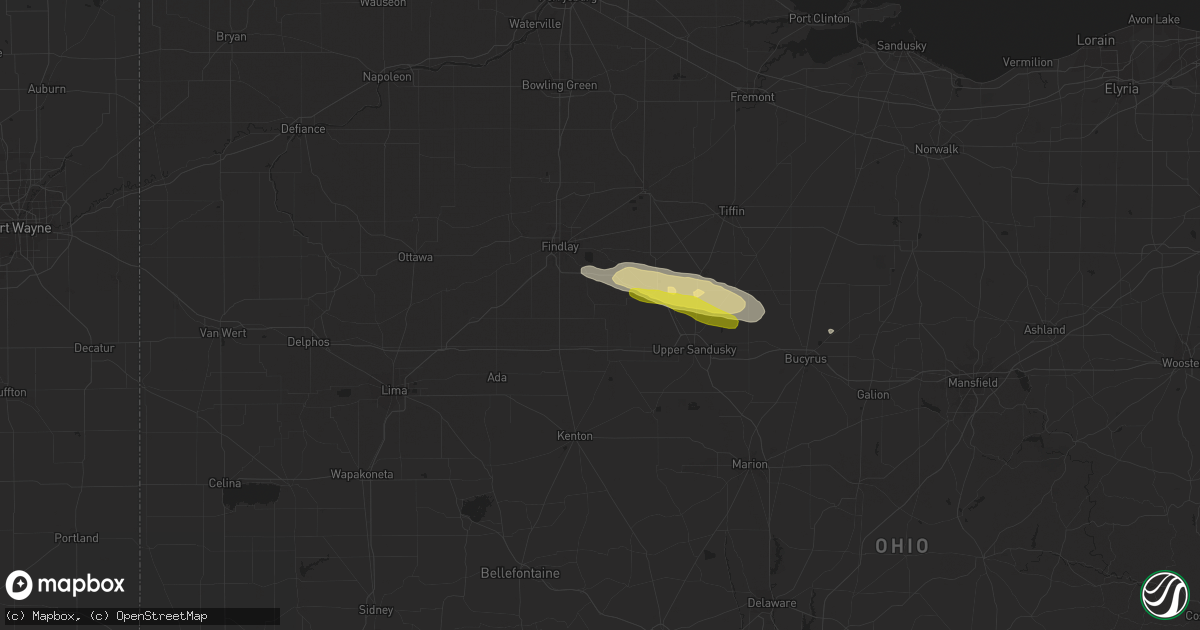 Hail map in Mount Blanchard, OH on October 30, 2016