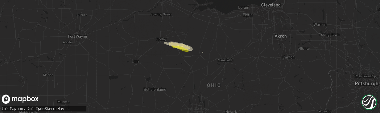 Hail map in Nevada, OH on October 30, 2016