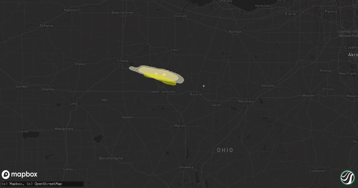 Hail map in Nevada, OH on October 30, 2016