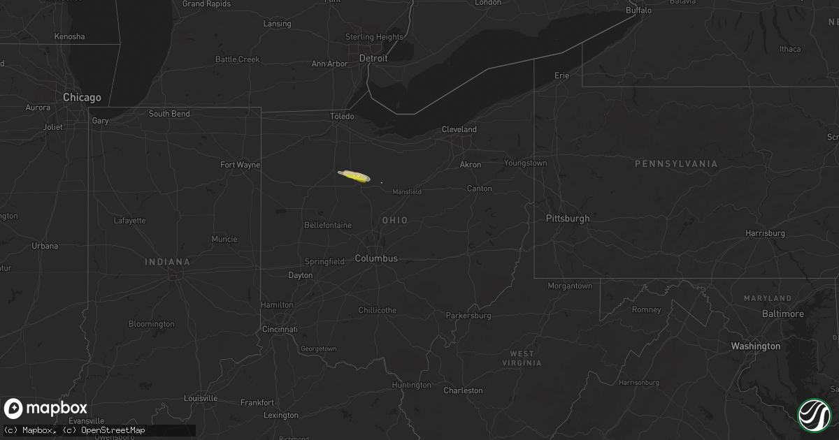 Hail map in Ohio on October 30, 2016
