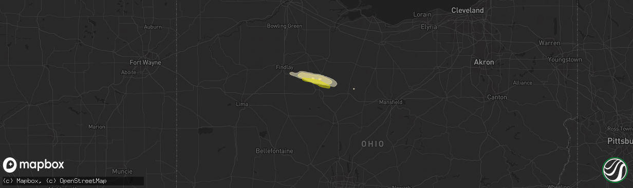 Hail map in Upper Sandusky, OH on October 30, 2016