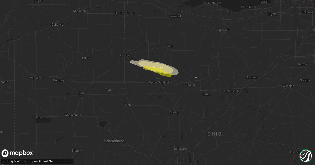 Hail map in Upper Sandusky, OH on October 30, 2016