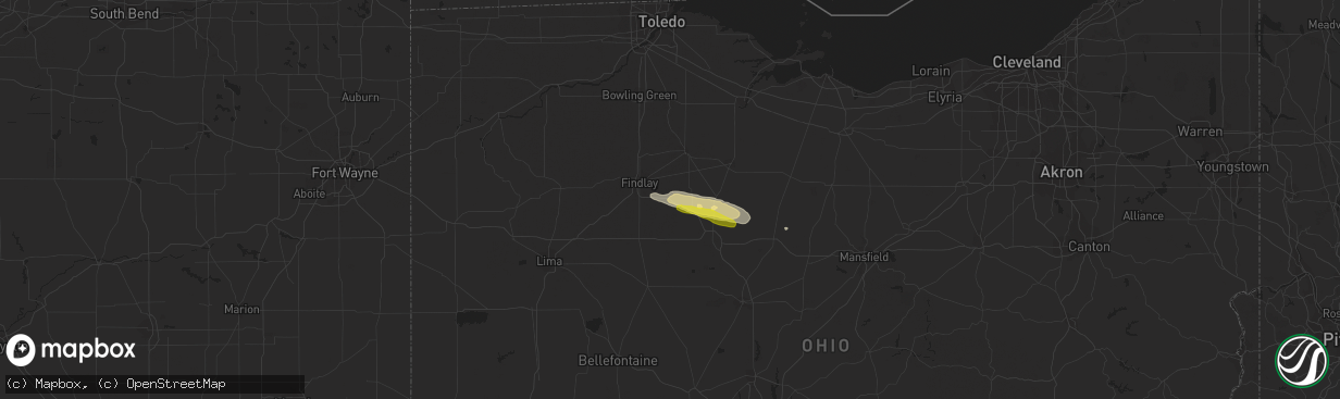 Hail map in Vanlue, OH on October 30, 2016