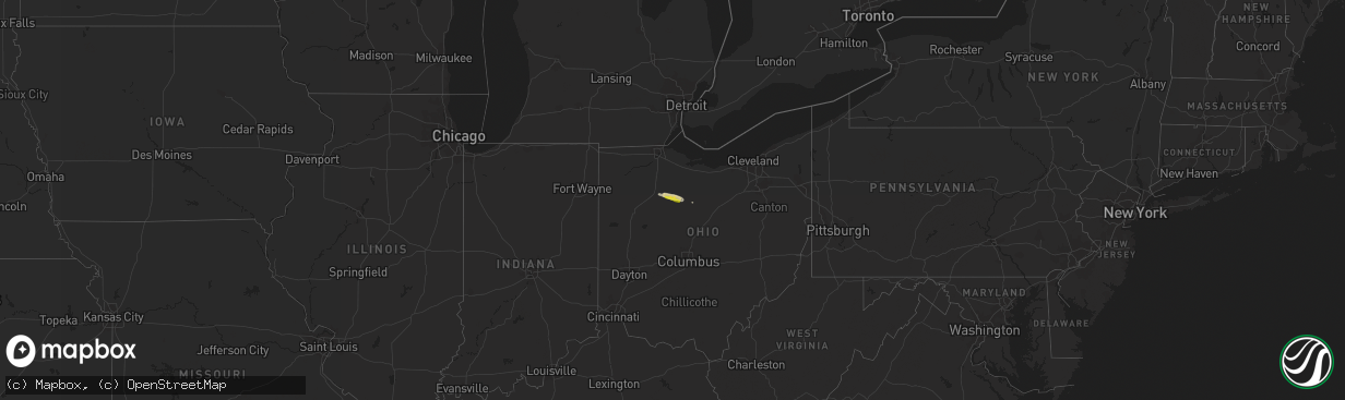 Hail map on October 30, 2016