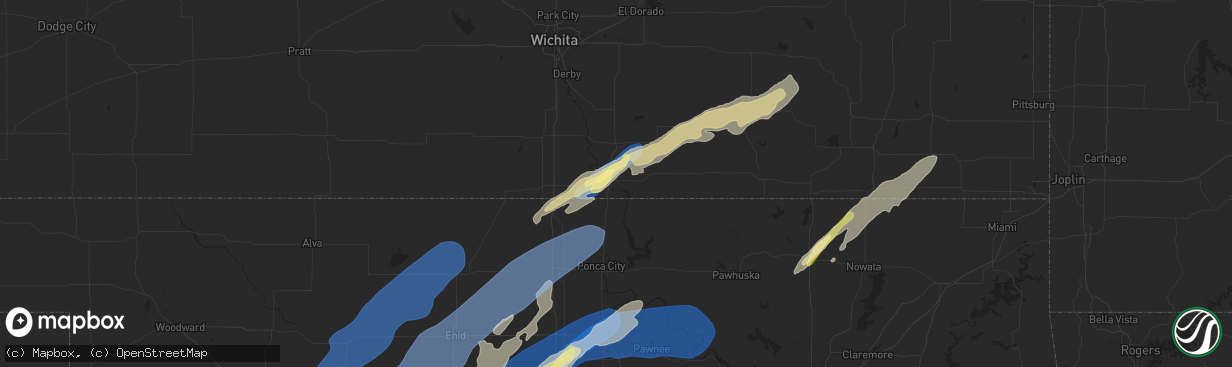 Hail map in Arkansas City, KS on October 30, 2024