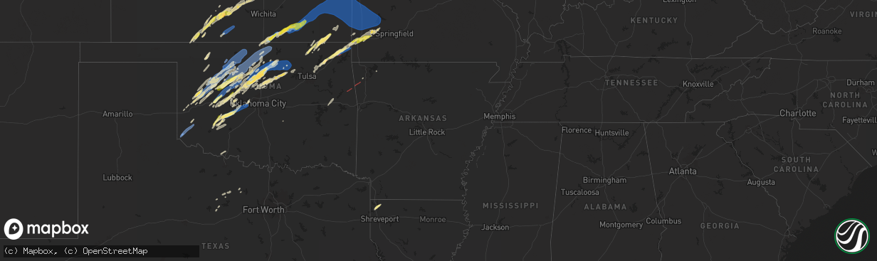 Hail map in Arkansas on October 30, 2024