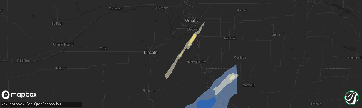 Hail map in Avoca, NE on October 30, 2024